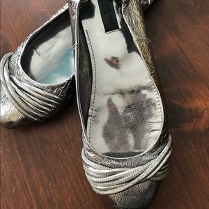 Burberry Silver Foil Metallic Flats